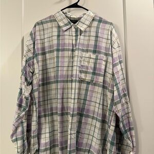 Plaid Men's Shirt - Green and Purple